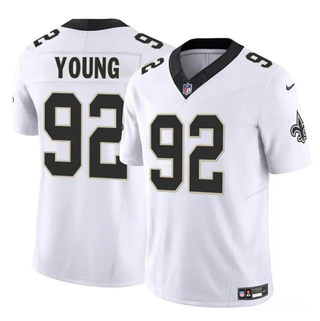 Men's New Orleans Saints #92 Chase Young White 2023 F.U.S.E Vapor Limited Stitched Football Jersey